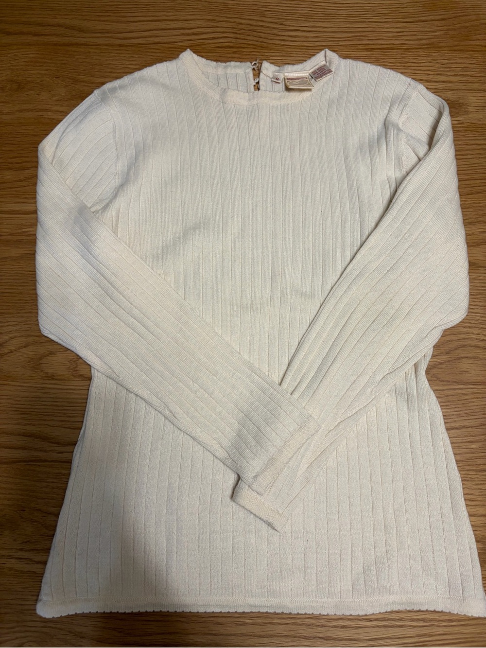 Soft Ribbed Crewneck Sweater in Cream